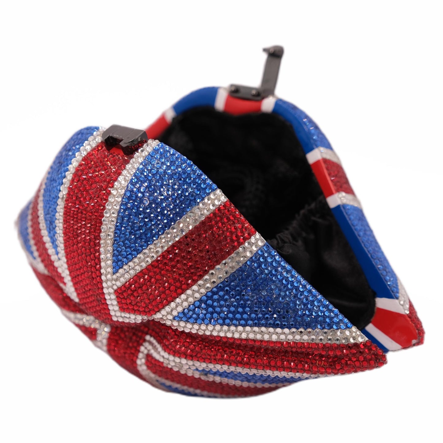 Hot British Flag Lips Handbag W/Swarovski® Crystals