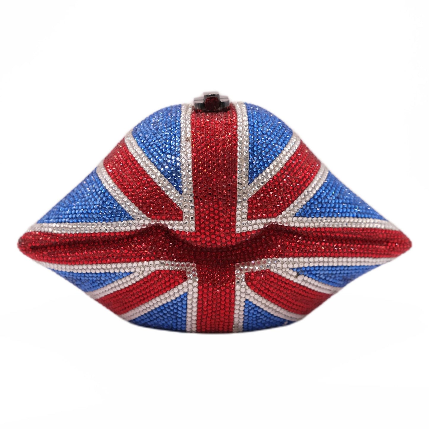 Hot British Flag Lips Handbag W/Swarovski® Crystals