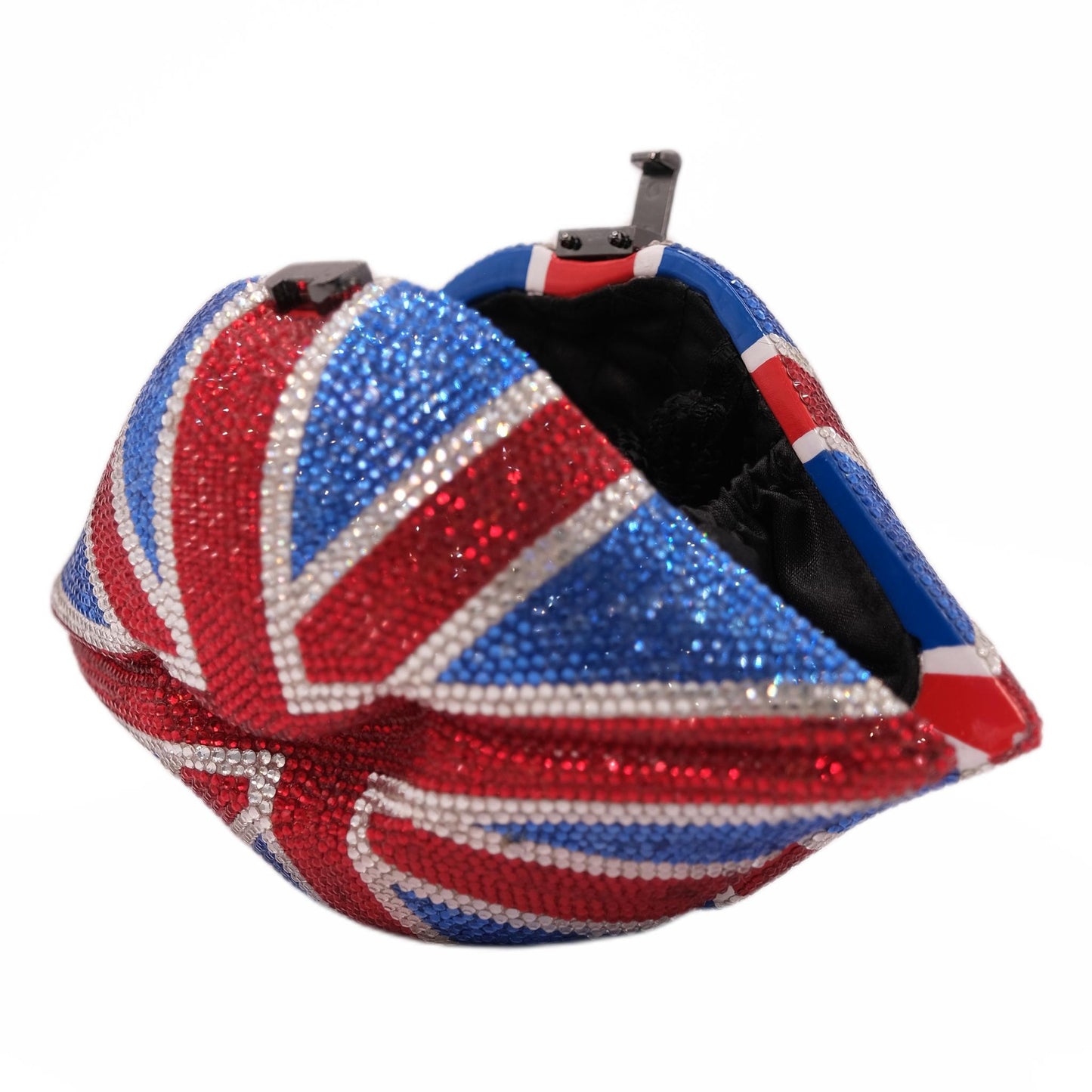 Hot British Flag Lips Handbag W/Swarovski® Crystals