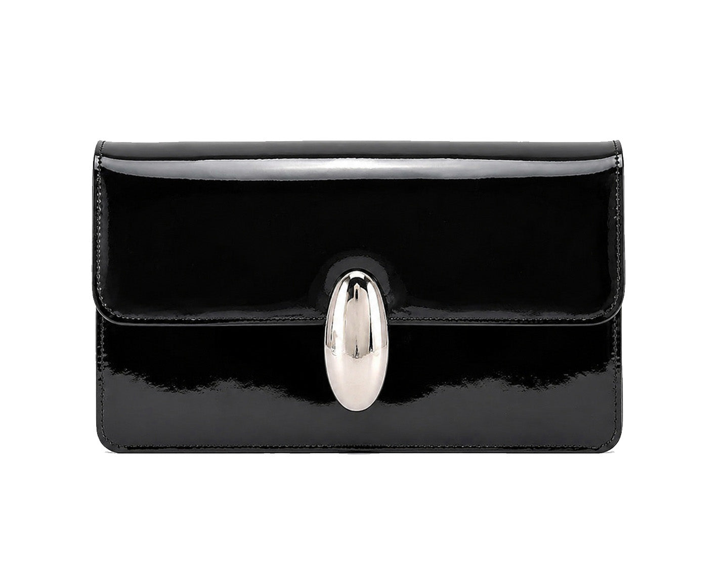 Lucia Black Patent Vegan Leather Bag