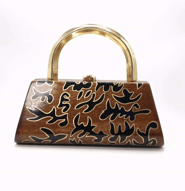 Umae Acacia Wood Handmade Abstract Handbag