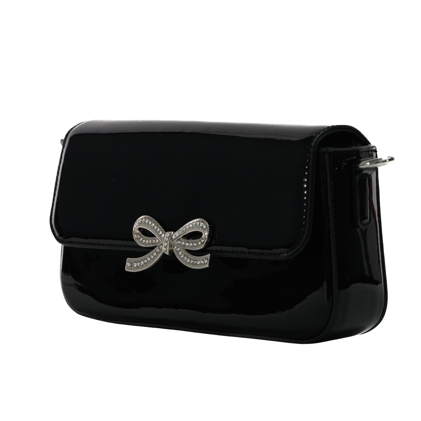 Darla Black High-Gloss Vegan Leather Handbag