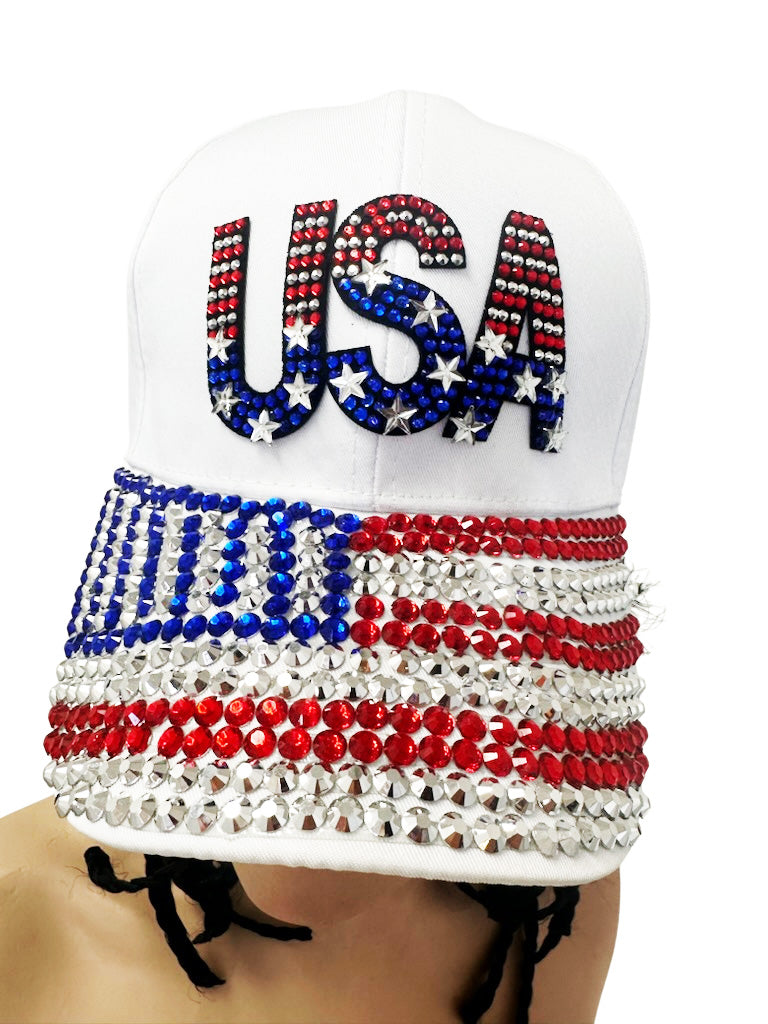 USA Flag White Cap
