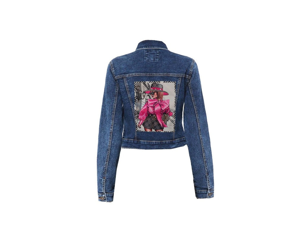 Comfy Knit Lady Fashionista Denim Jacket