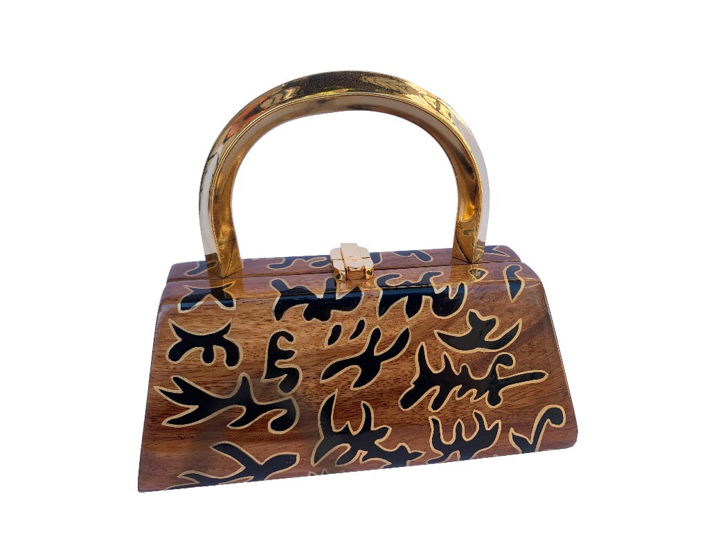 Umae Acacia Wood Handmade Abstract Handbag