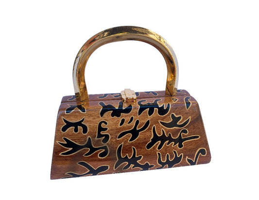 Umae Acacia Wood Handmade Abstract Handbag