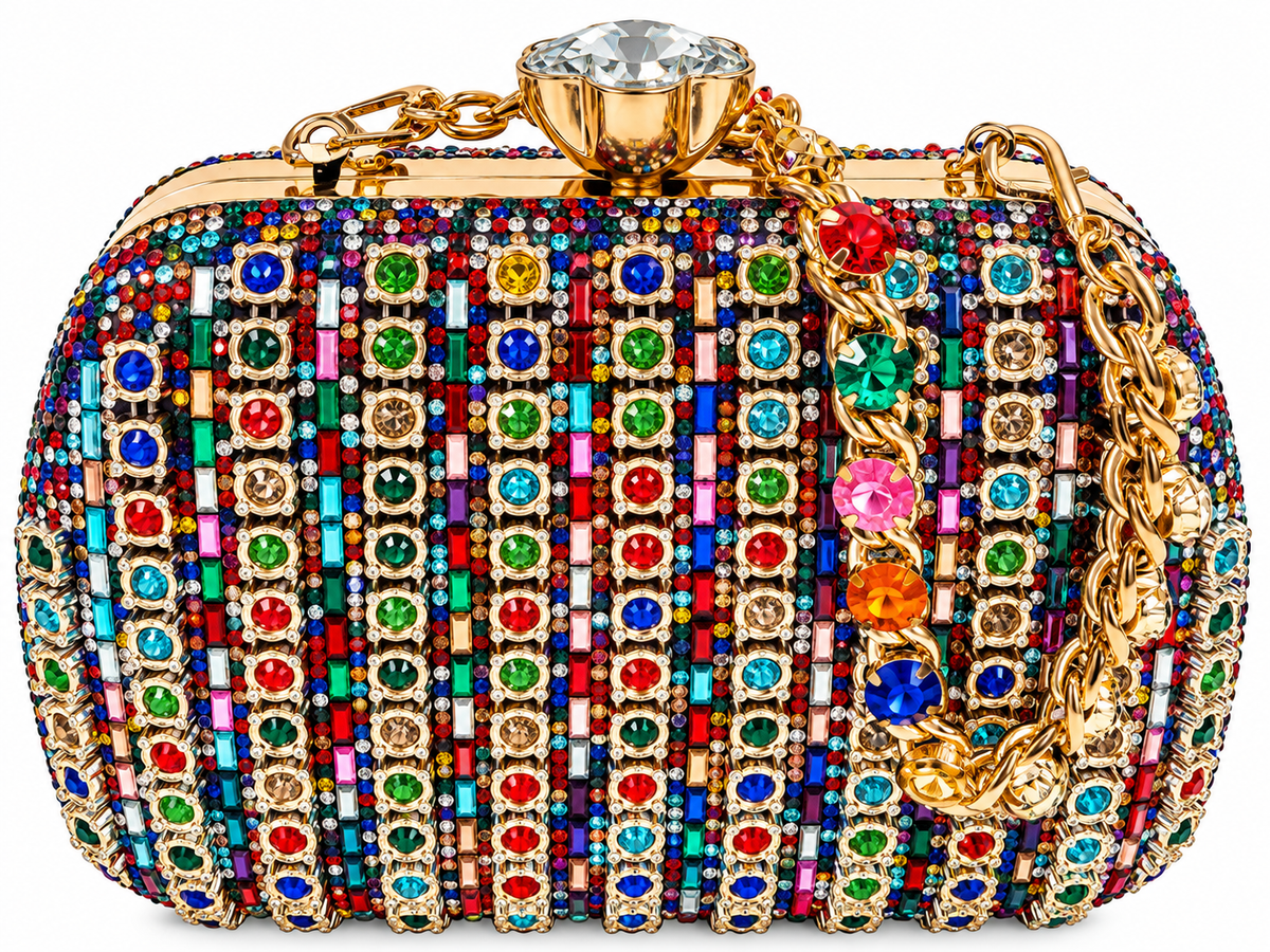 Alysia Handbag – Multicolor Crystal Evening Clutch