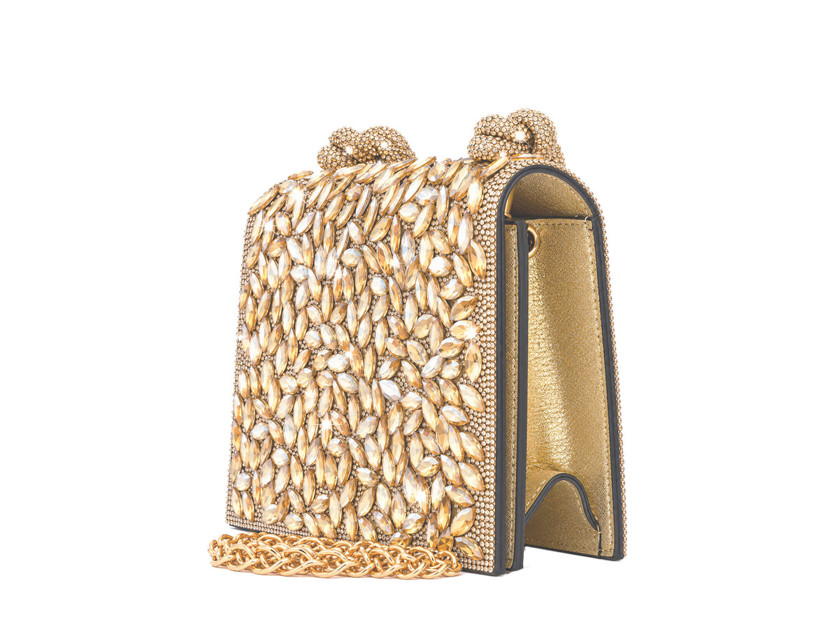 Island – Gold Crystal-Embellished Evening Handbag