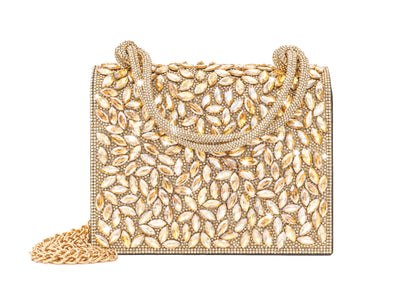 Island – Gold Crystal-Embellished Evening Handbag