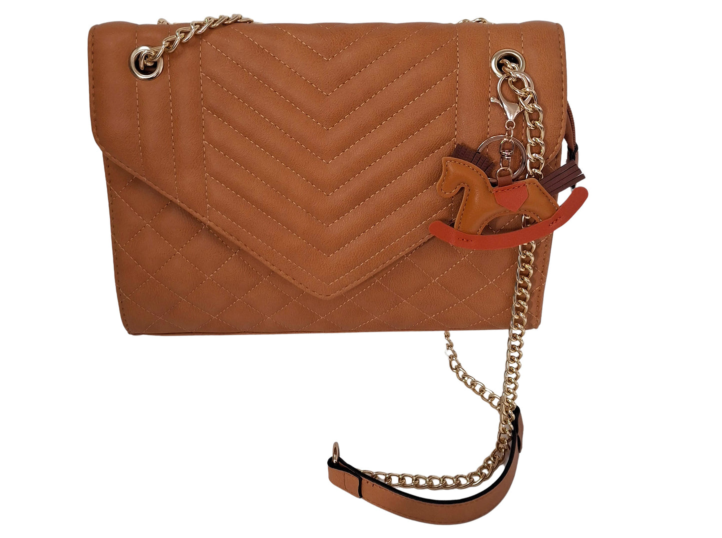 Karpy Quilted Tan Envelope Crossbody Bag