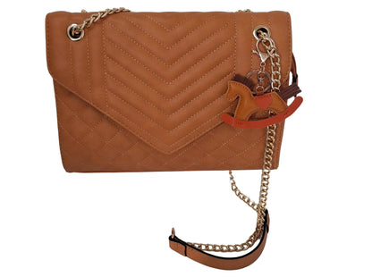 Karpy Quilted Tan Envelope Crossbody Bag