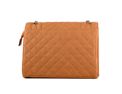 Karpy Quilted Tan Envelope Crossbody Bag