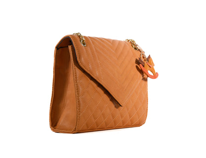 Karpy Quilted Tan Envelope Crossbody Bag