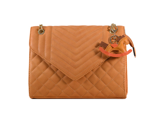 Karpy Quilted Tan Envelope Crossbody Bag