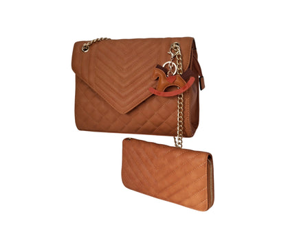 Karpy Quilted Tan Envelope Crossbody Bag