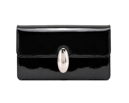 Lucia Black Patent Vegan Leather Bag
