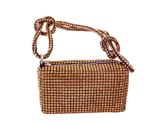 Lolita Golden Rhinestone Embellished Top Handle Bag