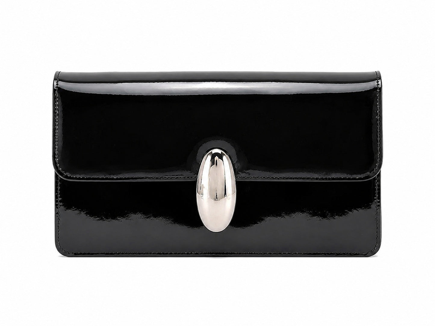 Lucia Black Patent Vegan Leather Bag