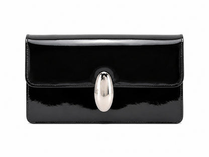 Lucia Black Patent Vegan Leather Bag