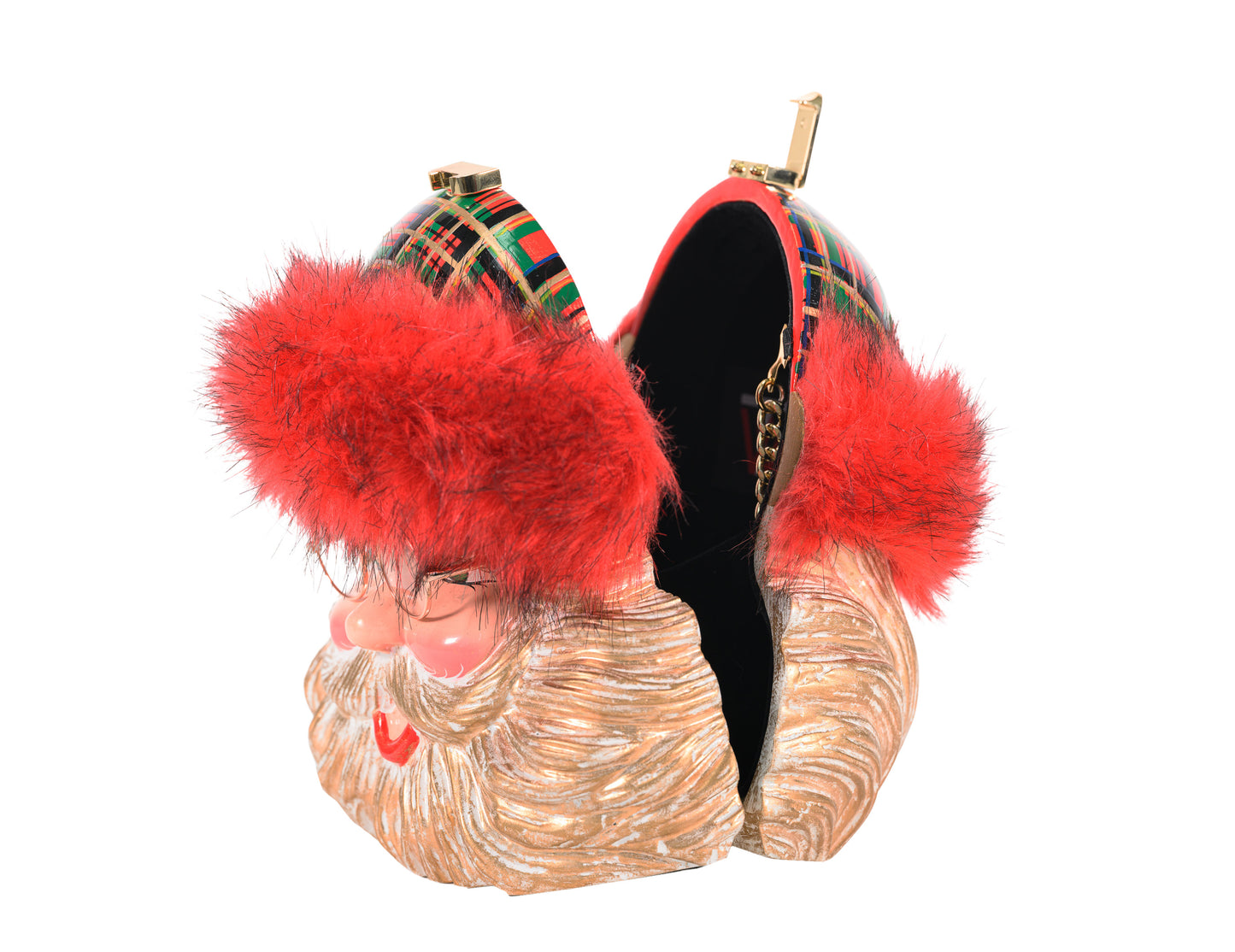 Smiling Santa Anniversary Collectible Acacia Wood Handbag