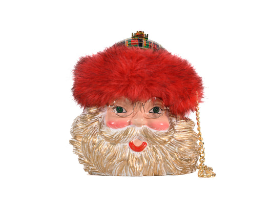 Smiling Santa Anniversary Collectible Acacia Wood Handbag