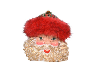 Smiling Santa Anniversary Collectible Acacia Wood Handbag