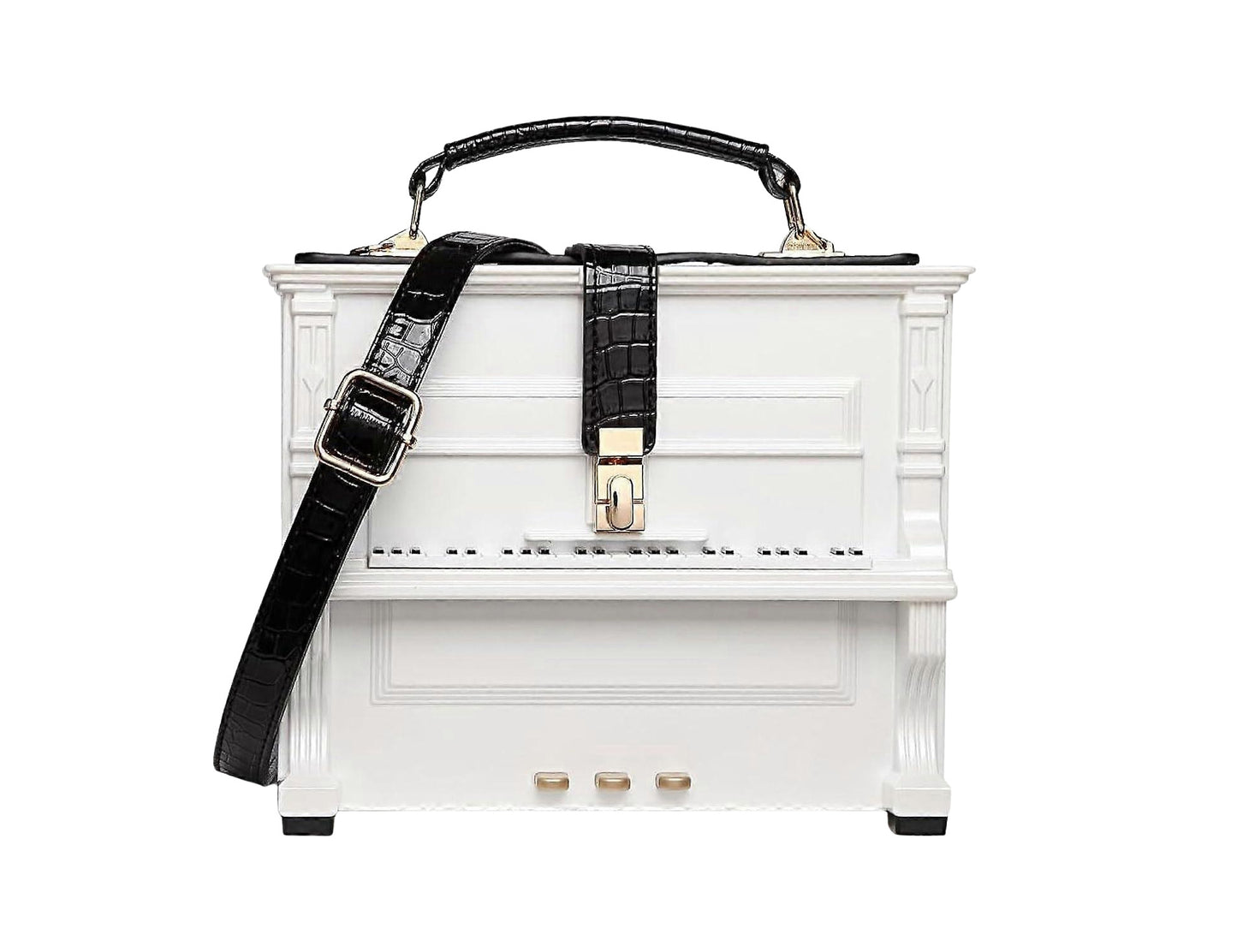 Elton Piano Top-Handle White Handbag