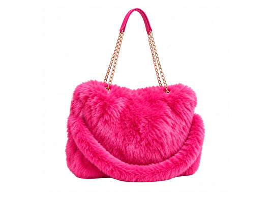 FURRY BABZ - Luxe Plush Fur-Effect Hot Pink Handbag