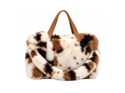 FURRY BABZ - Luxe Plush Fur-Effect Pony Brown and White Bag