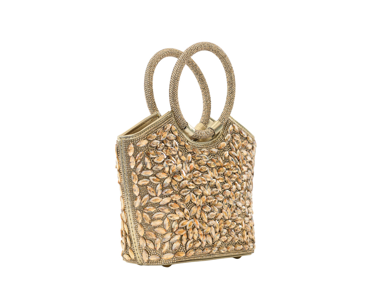 Cidella – Gold Crystal Embellished Handbag