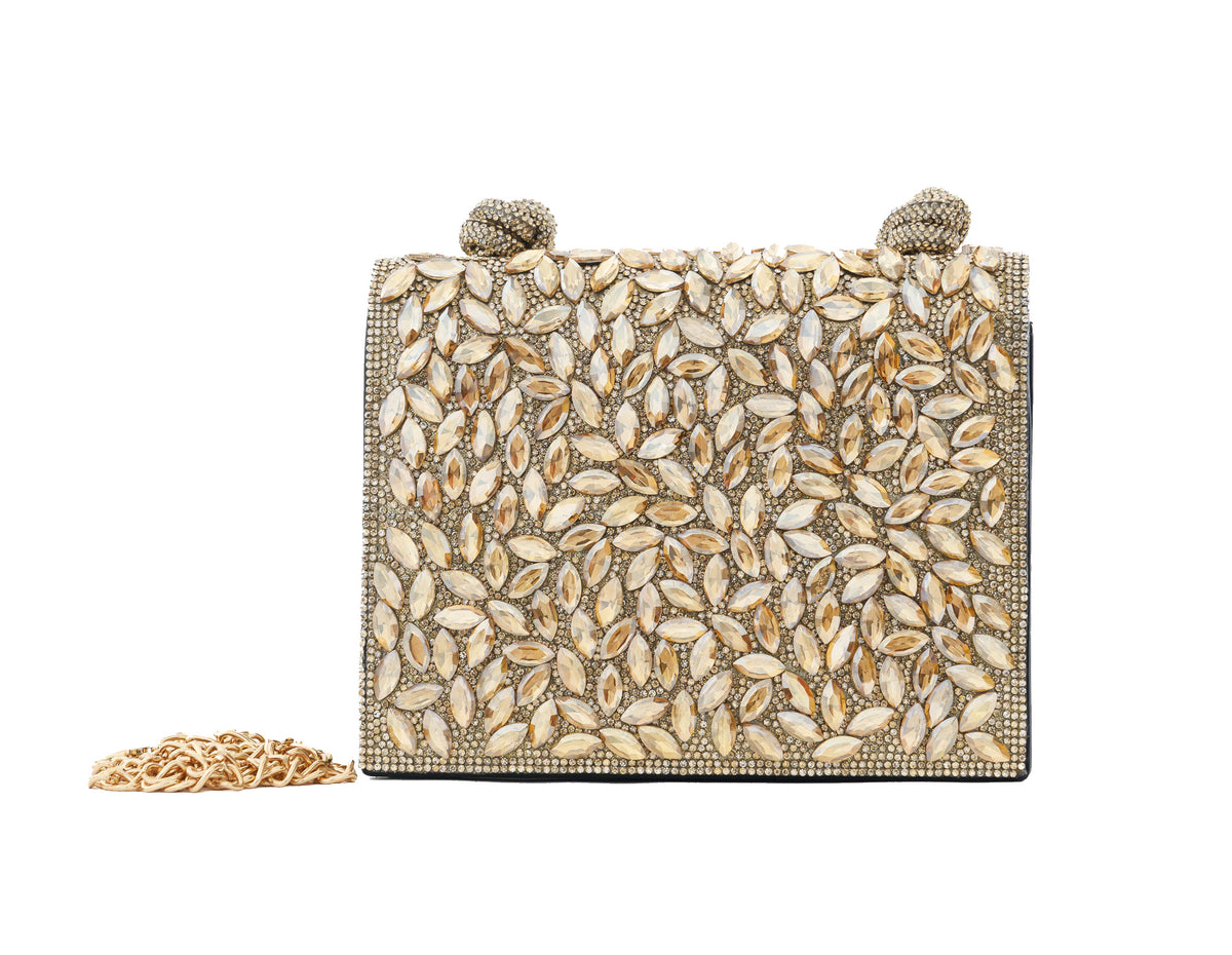 Island – Gold Crystal-Embellished Evening Handbag