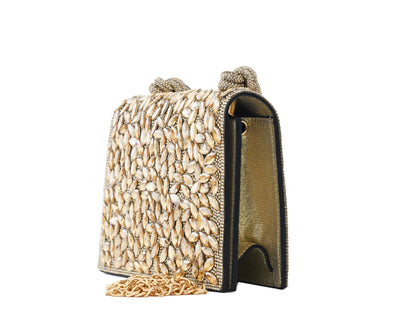 Island – Gold Crystal-Embellished Evening Handbag