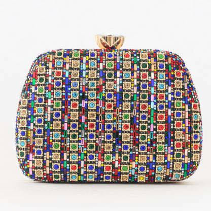 Alysia Handbag – Multicolor Crystal Evening Clutch