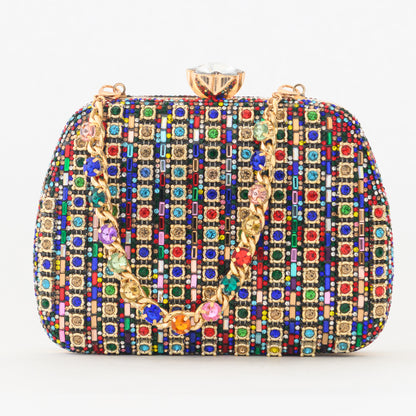 Alysia Handbag – Multicolor Crystal Evening Clutch