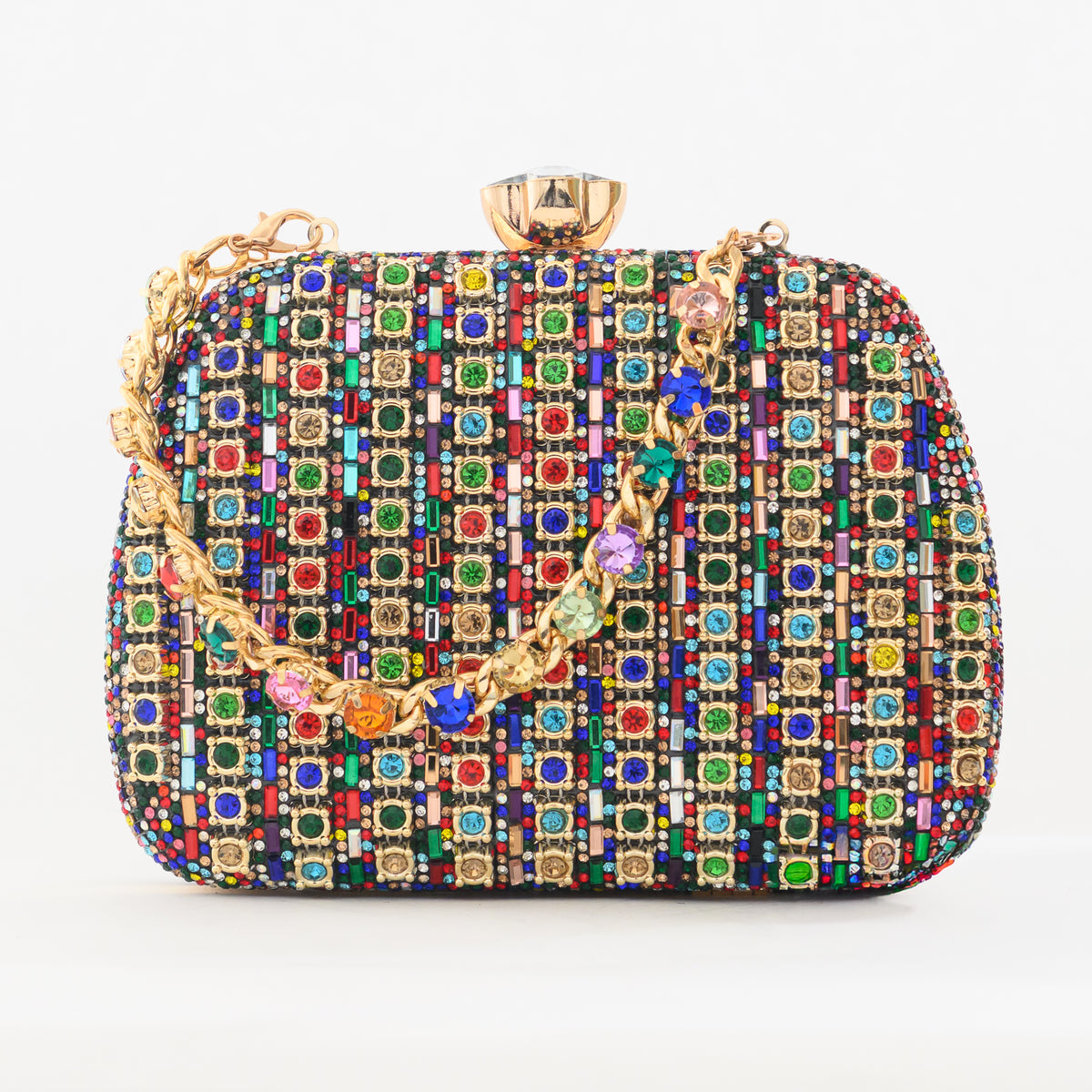 Alysia Handbag – Multicolor Crystal Evening Clutch