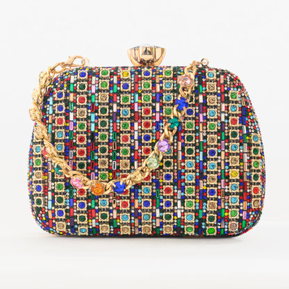 Alysia Handbag – Multicolor Crystal Evening Clutch