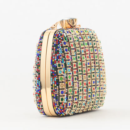 Alysia Handbag – Multicolor Crystal Evening Clutch