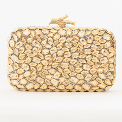 Irie – Gold Crystal-Embellished Evening Clutch