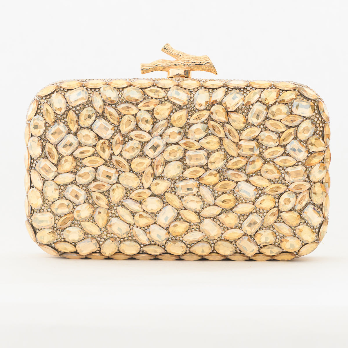 Irie – Gold Crystal-Embellished Evening Clutch