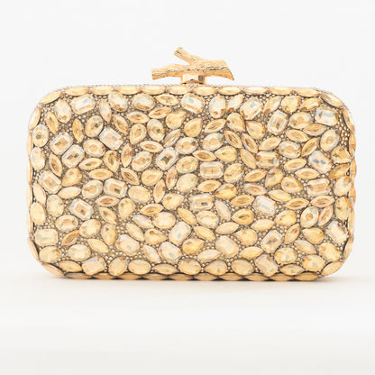 Irie – Gold Crystal-Embellished Evening Clutch
