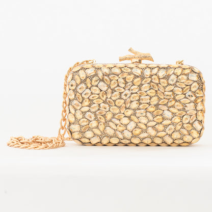 Irie – Gold Crystal-Embellished Evening Clutch