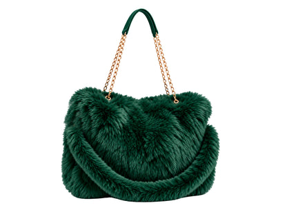 FURRY BABZ - Luxe Plush Fur-Effect Emerald Green Handbag