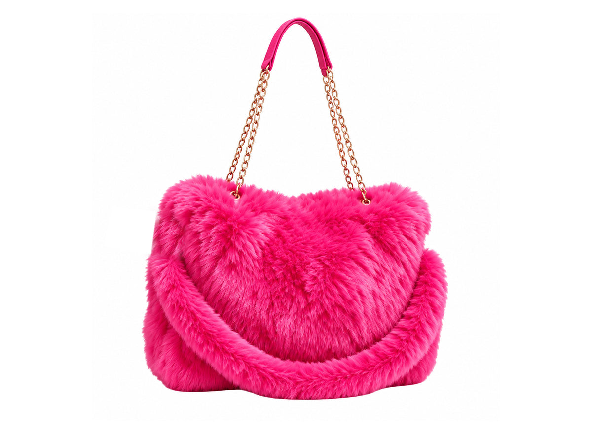 FURRY BABZ - Luxe Plush Fur-Effect Hot Pink Handbag