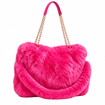 FURRY BABZ - Luxe Plush Fur-Effect Hot Pink Handbag