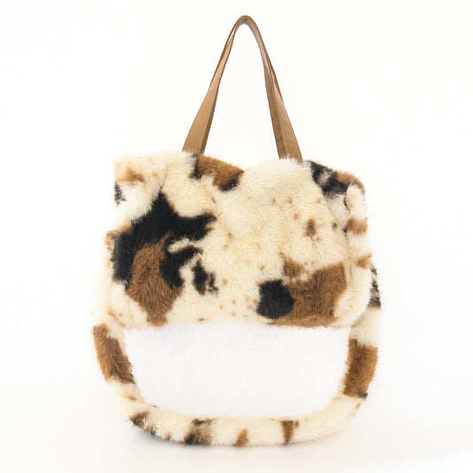 FURRY BABZ - Luxe Plush Fur-Effect Pony Brown and White Bag