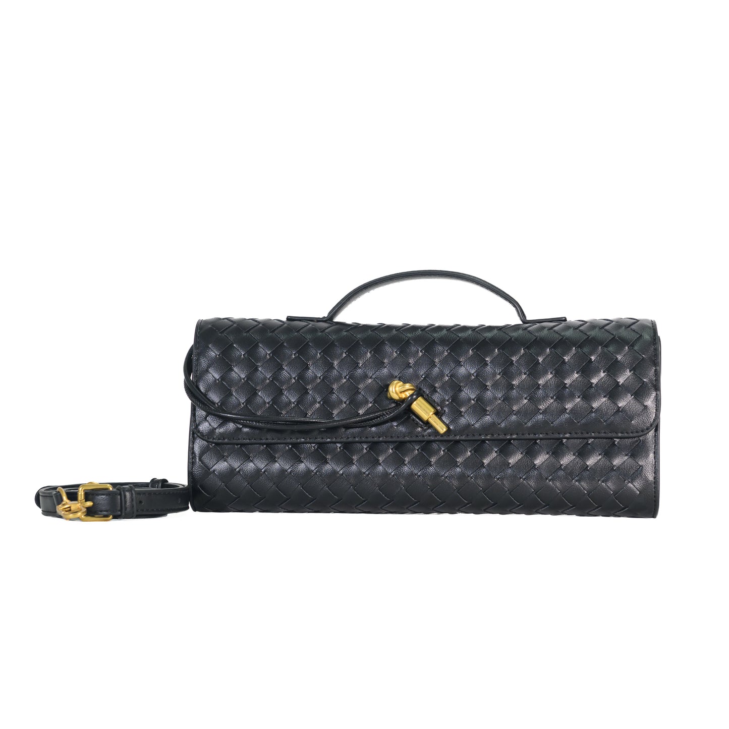 Yara Luxe – Black Woven Vegan Leather Handbag