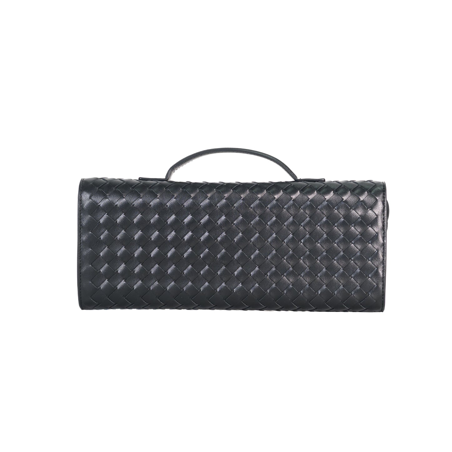 Yara Luxe – Black Woven Vegan Leather Handbag