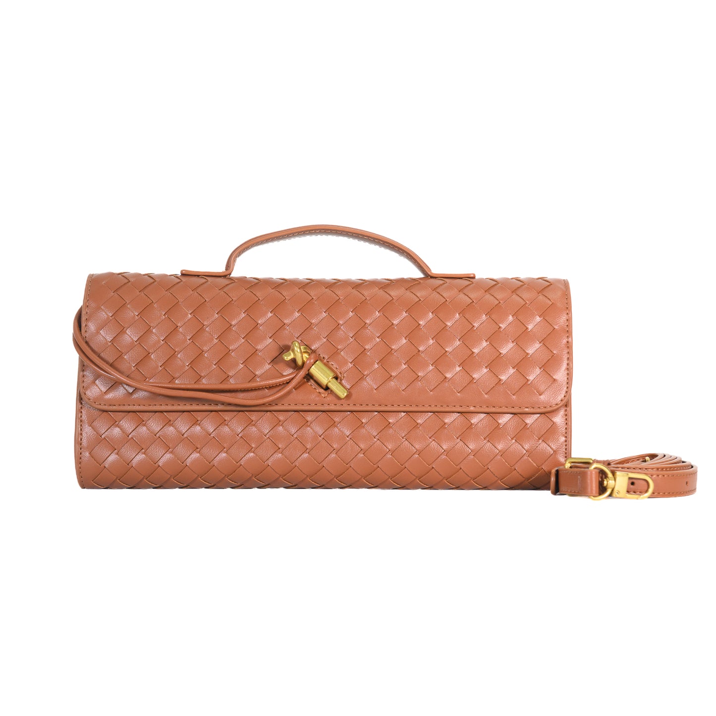 Yara Luxe – Tan Woven Vegan Leather Handbag