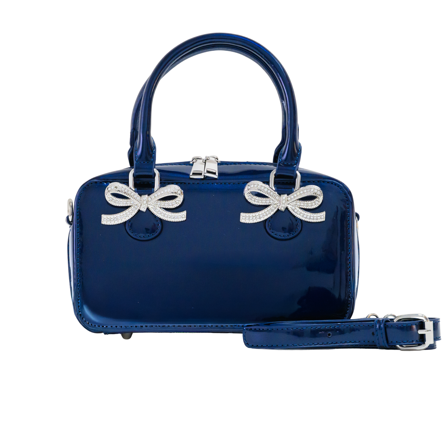 Kylie Mini Top-Handle Satchel in Navy Blue Vegan Leather