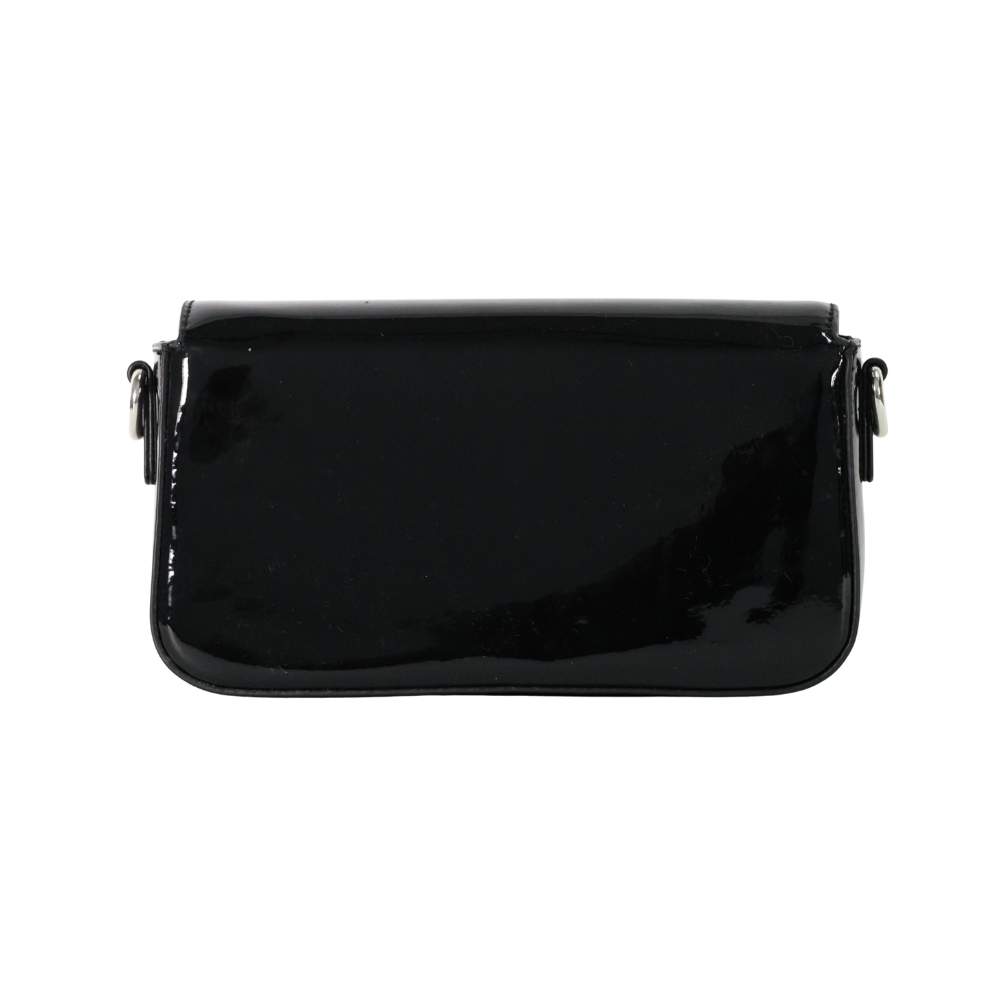 Darla Black High-Gloss Vegan Leather Handbag